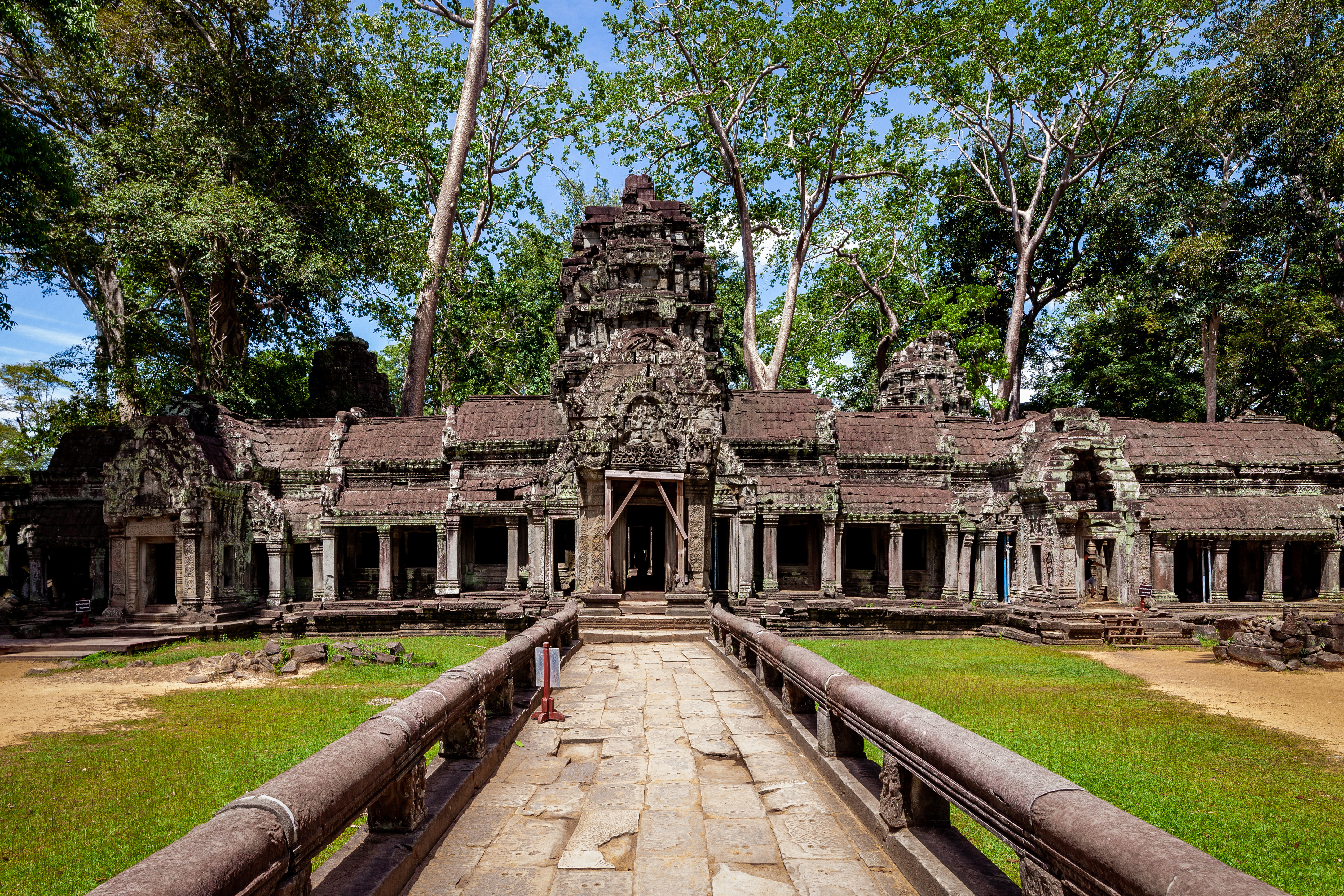 Ta Prohm Temple in Siem Reap, Cambodia, known for its massive tree roots and featured in the Tomb Raider movie