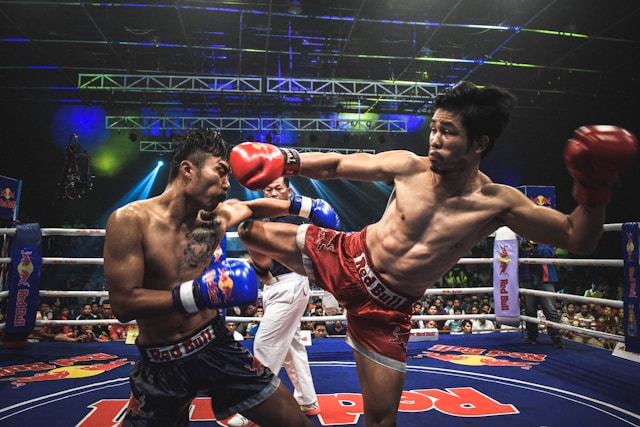 Traditional Muay Thai fighters in action